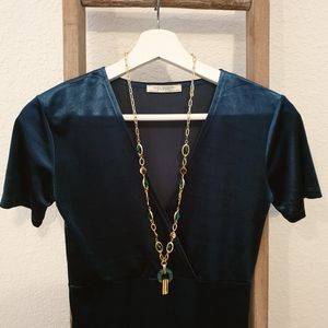 Zara Dark green velvet midi dress